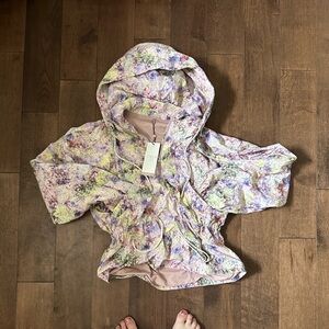 Lightweight Hooded Raincoat in Pastel Floral